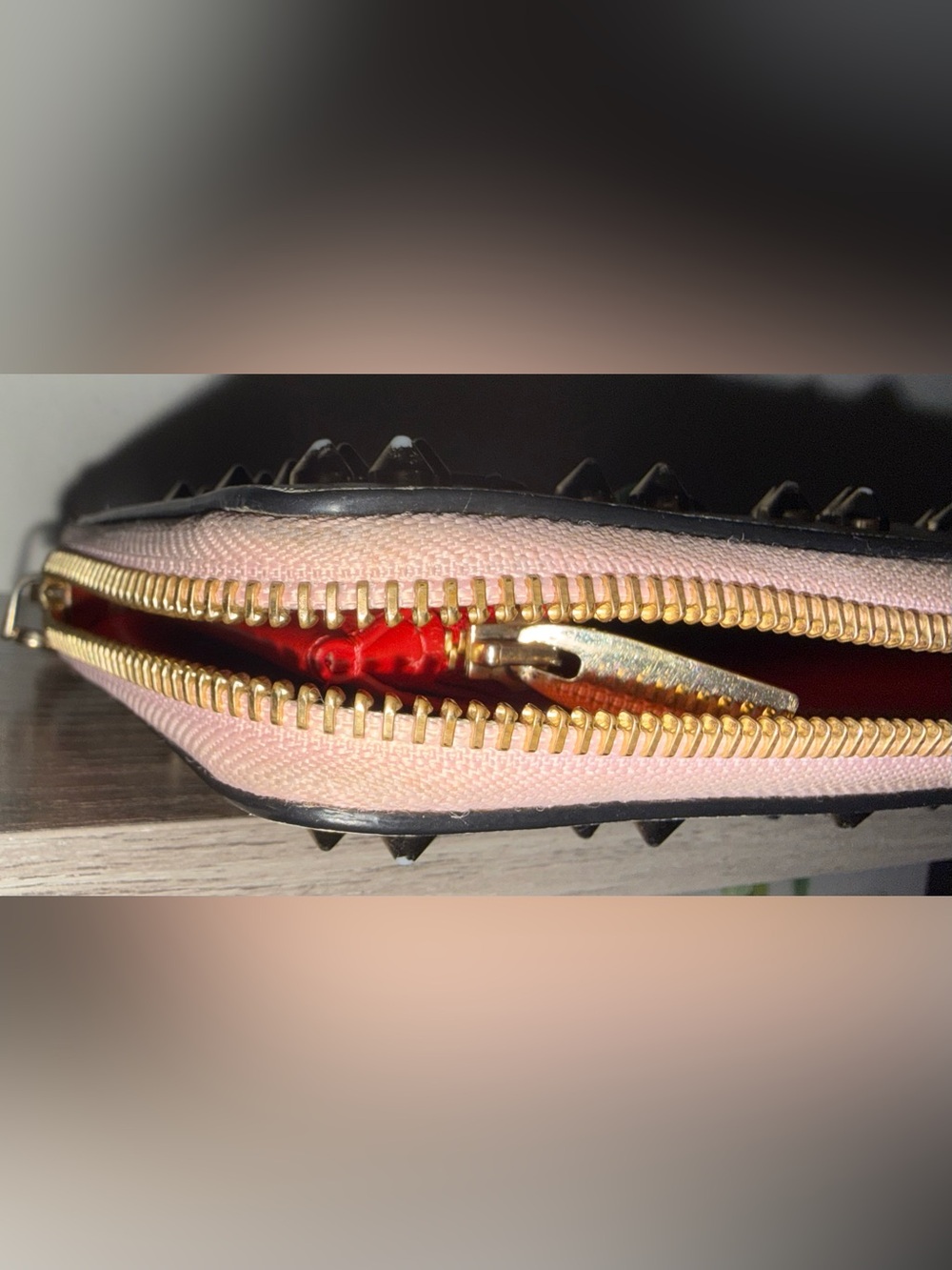 Christian Louboutin White Leather Studded Zip Wallet | Auth - Picture 13 of 14